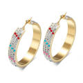 Wholesale Fashion Stainless Steel Crystal Big Gold Hoop Earrings